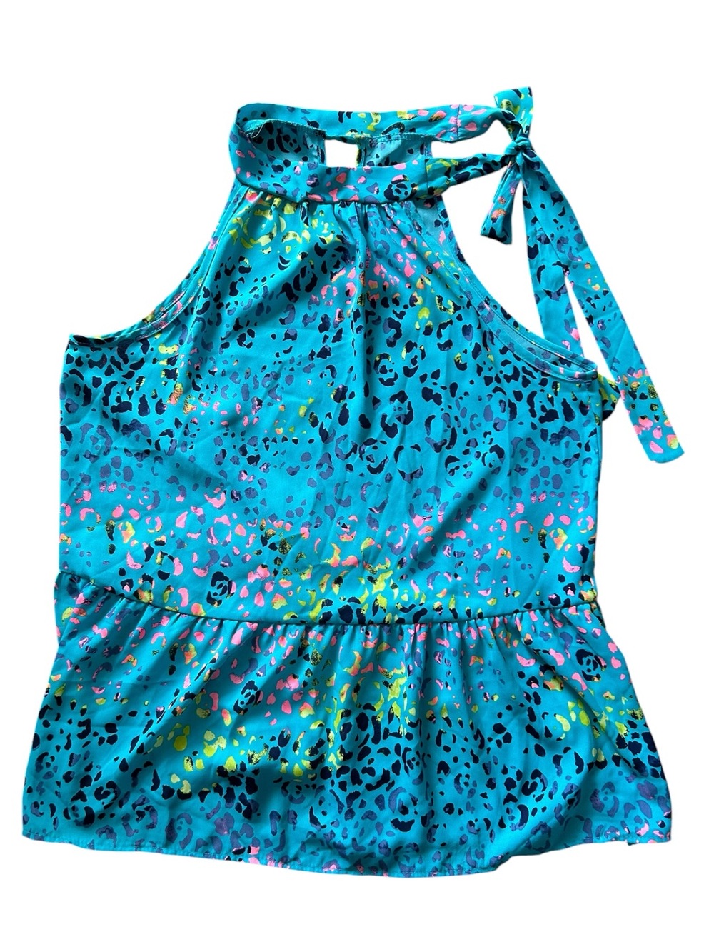 FSL + Apparel Womens Large Micah Animal Print Sleeveless top with a tied neck